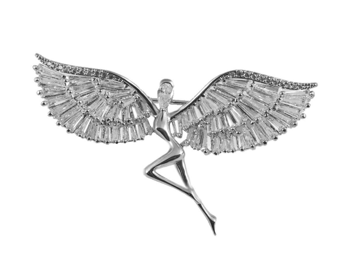 Брошь ангел c цирконами -  купить в интернет-магазине Белый Барс - фото