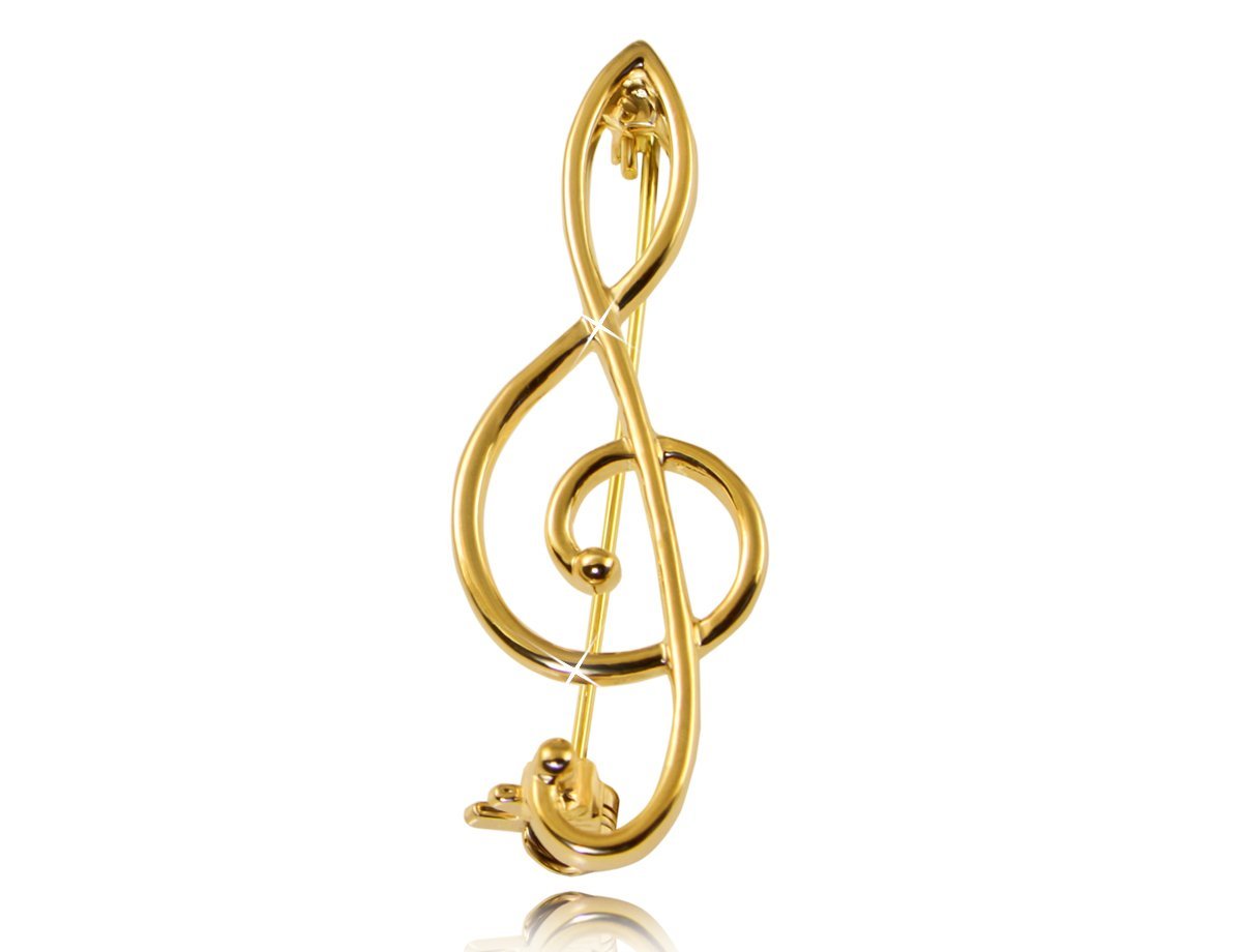 Брошка скрипичный ключ золотистая -  купить в интернет-магазине Белый Барс - фото