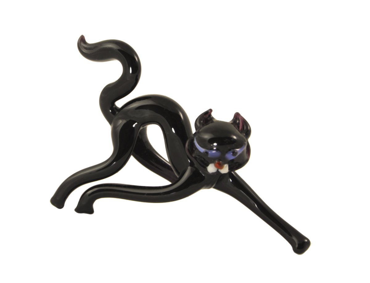 Фигурка черная кошка из стекла -  купить в интернет-магазине Белый Барс - фото