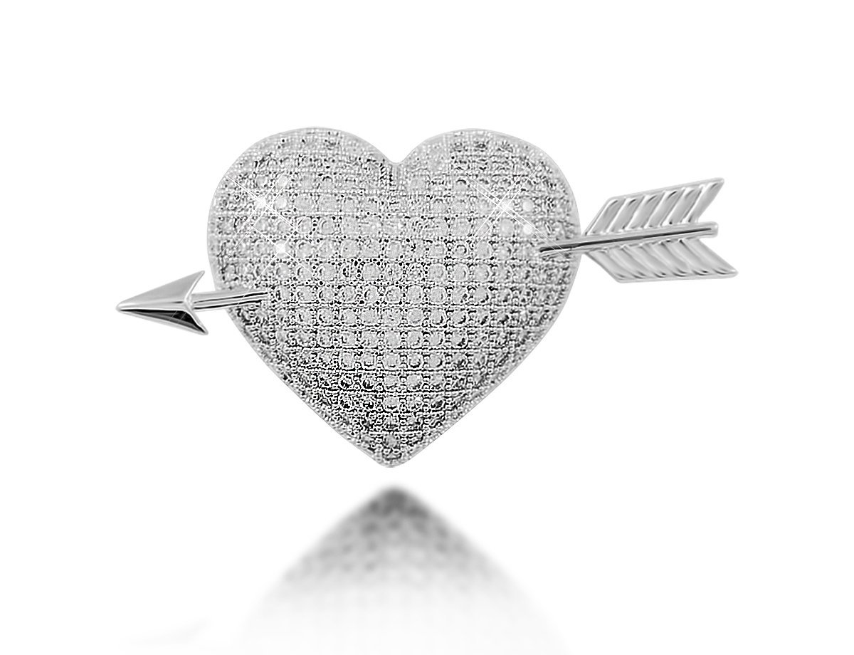 Брошь сердце с кристаллами -  купить в интернет-магазине Белый Барс - фото