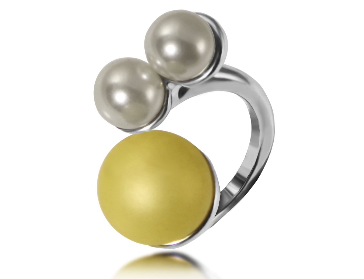 Кольцо с жемчугом Yellow -  купить в интернет-магазине Белый Барс - фото