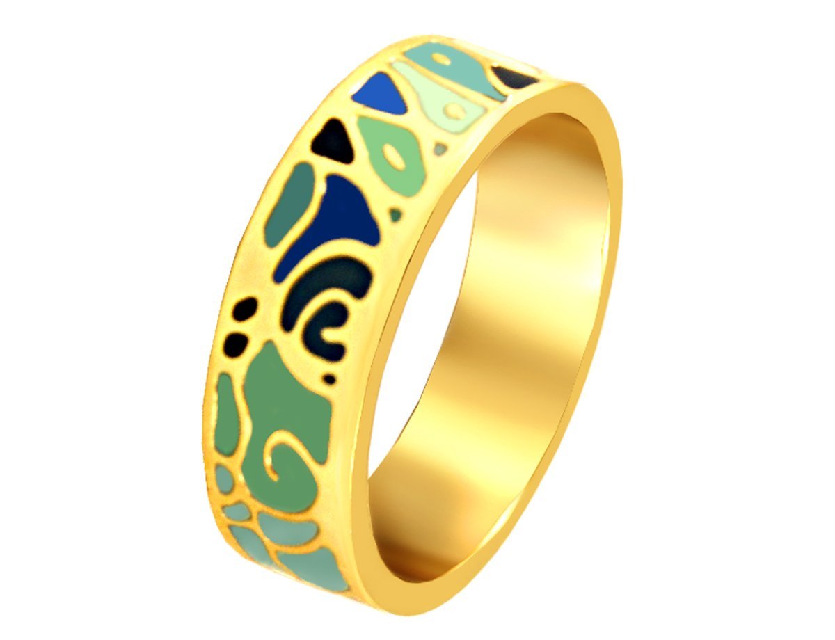 Кольцо с цветной эмалью узкое -  купить в интернет-магазине Белый Барс - фото