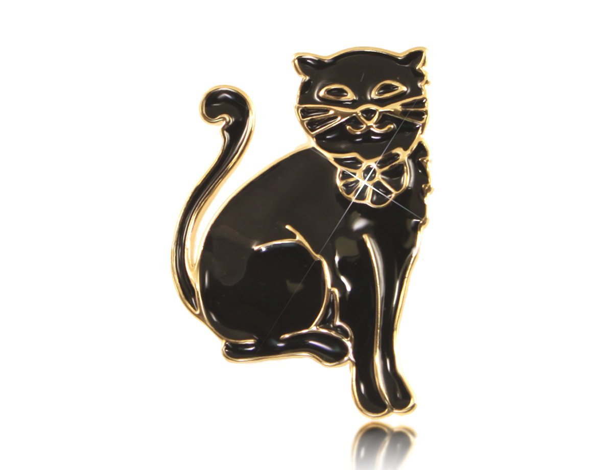 Брошь Черный кот -  купить в интернет-магазине Белый Барс - фото