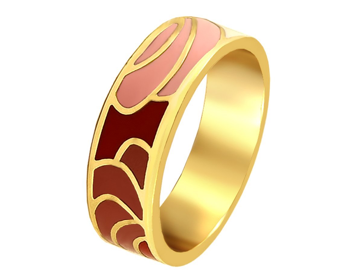Розовое кольцо с эмалью -  купить в интернет-магазине Белый Барс - фото