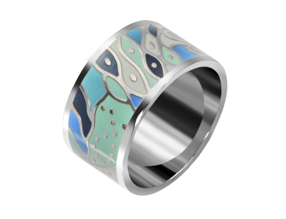 Кольцо с синей эмалью -  купить в интернет-магазине Белый Барс - фото