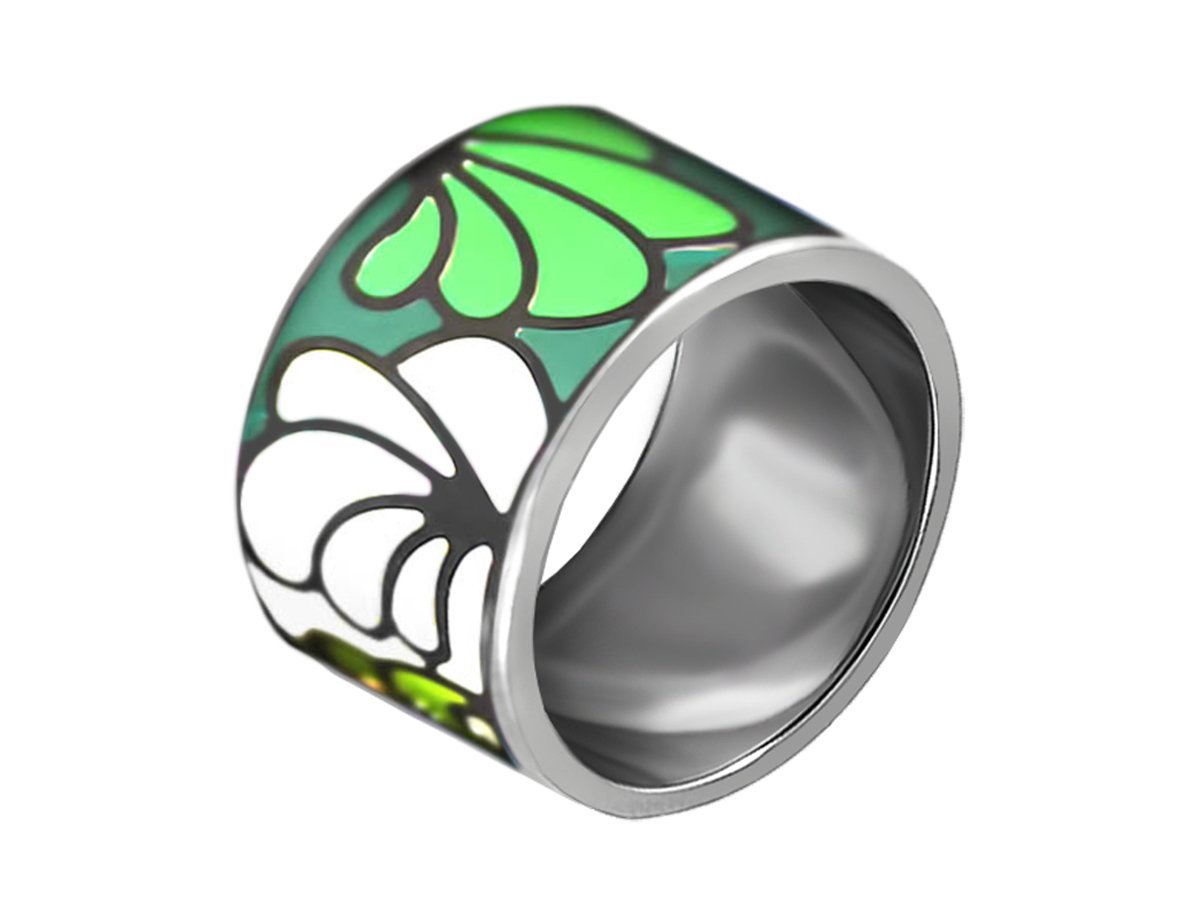 Широкое кольцо с эмалью -  купить в интернет-магазине Белый Барс - фото