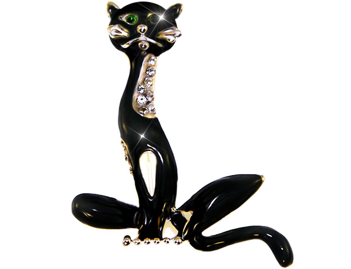 Брошь Черный котик -  купить в интернет-магазине Белый Барс - фото