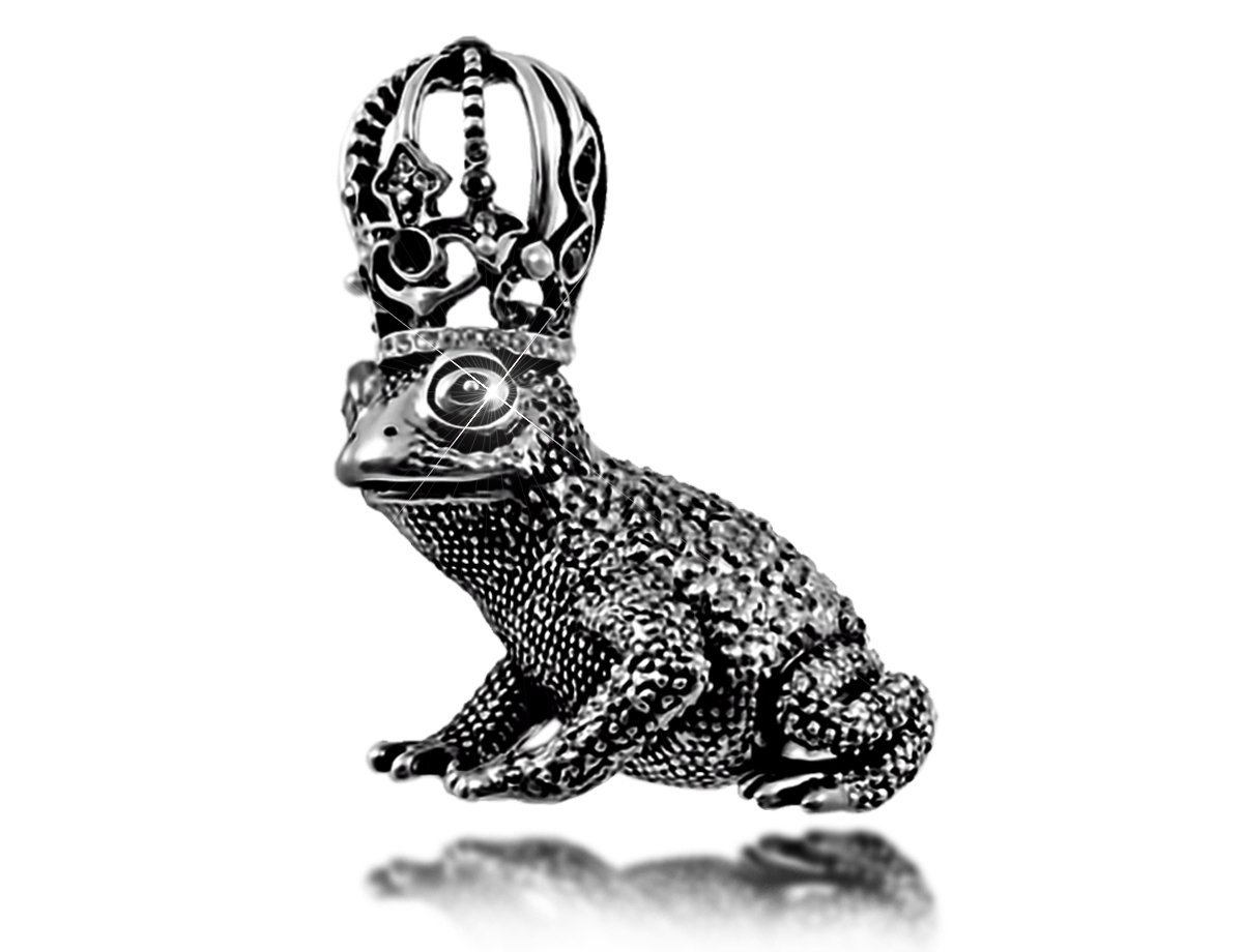 Брошь Лягушка с короной -  купить в интернет-магазине Белый Барс - фото