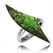  Кольцо Зеленый янтарь