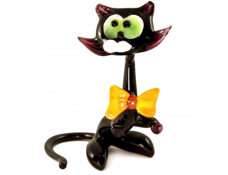 Кот с бабочкой фигурка из стекла купить в интернет магазине в Москве