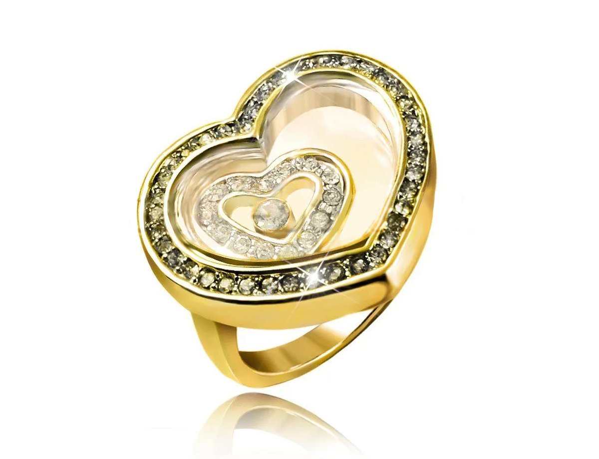  Кольцо в форме сердца Double heart  -  купить в интернет-магазине Белый Барс - фото