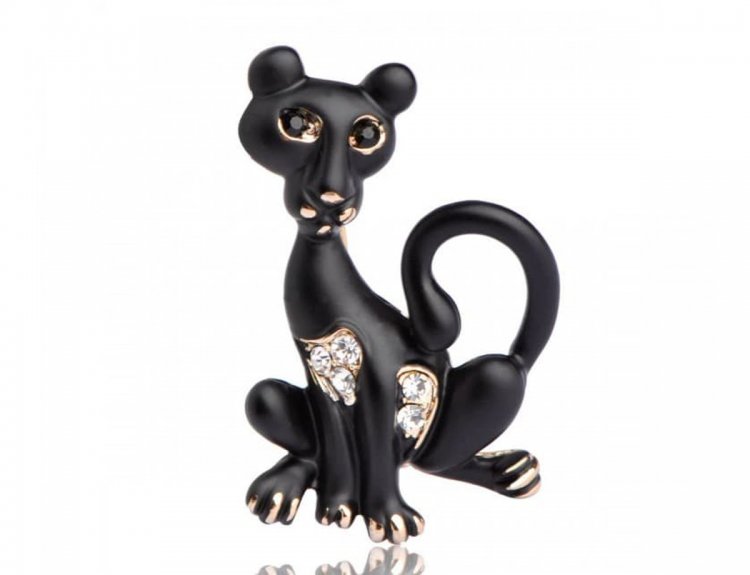 Брошка Пантера черная купить в интернет магазине в Москве