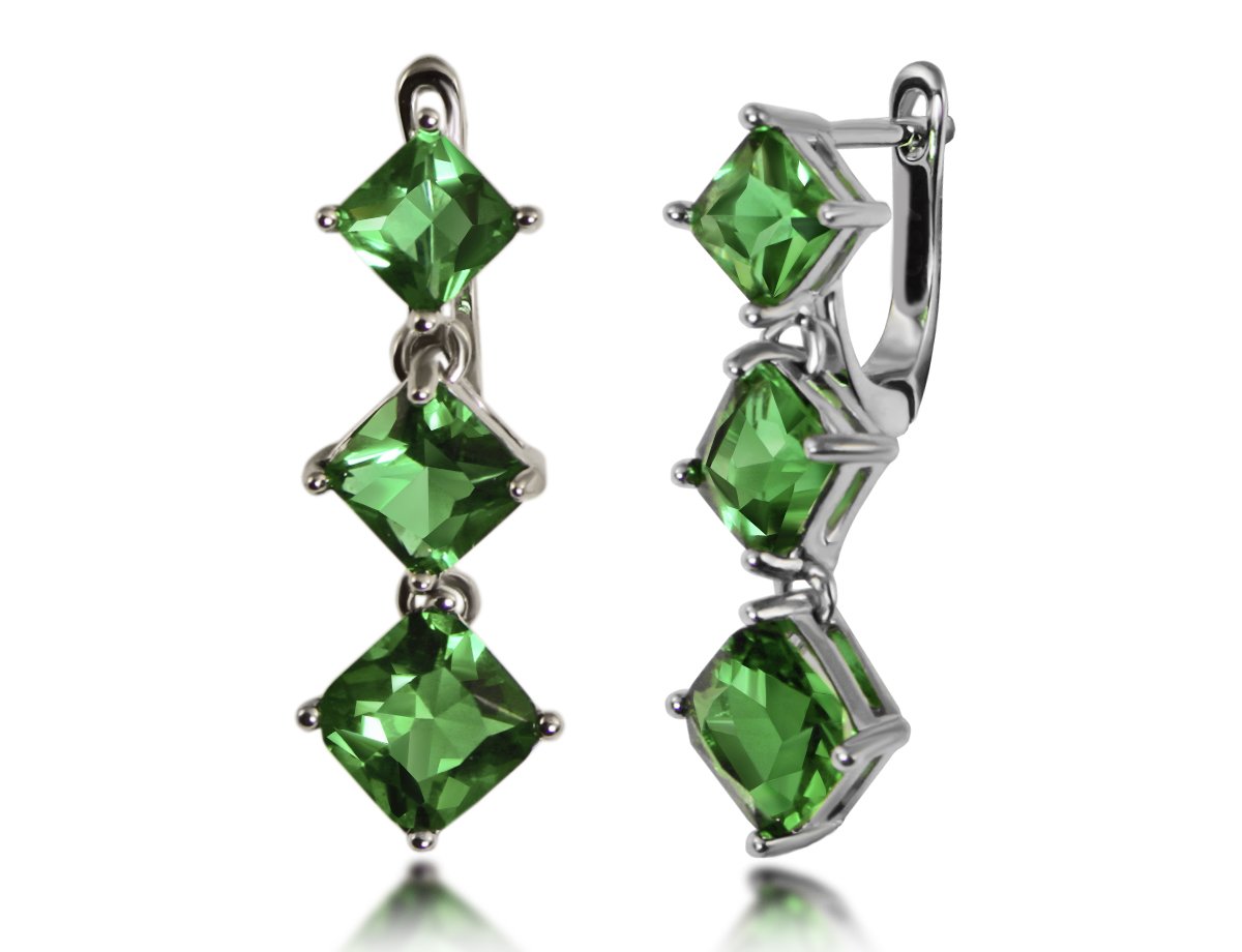 Серьги с кристаллами Green crystal     -  купить в интернет-магазине Белый Барс - фото