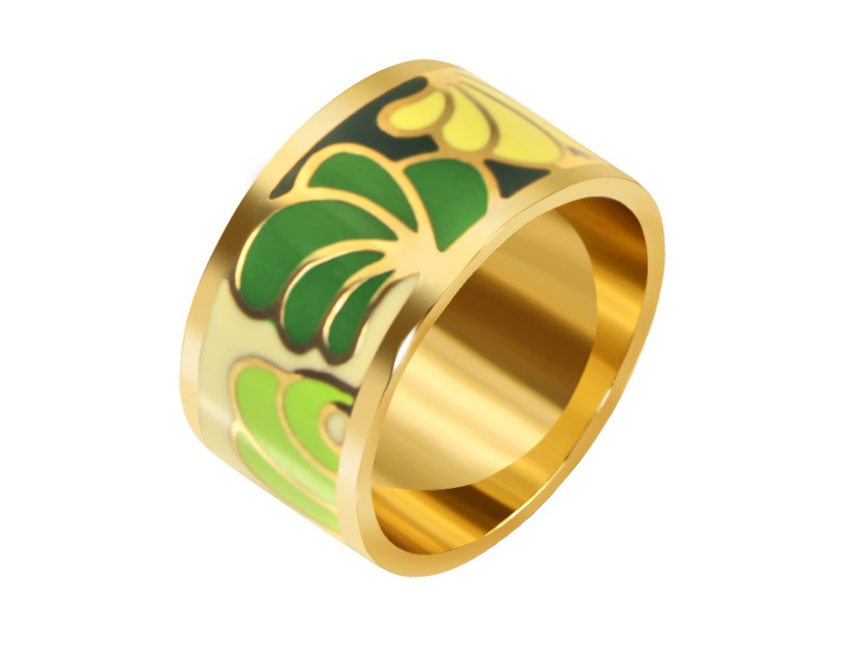 Кольцо Зеленая Эмаль  -  купить в интернет-магазине Белый Барс - фото