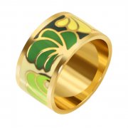 Кольцо Зеленая Эмаль 