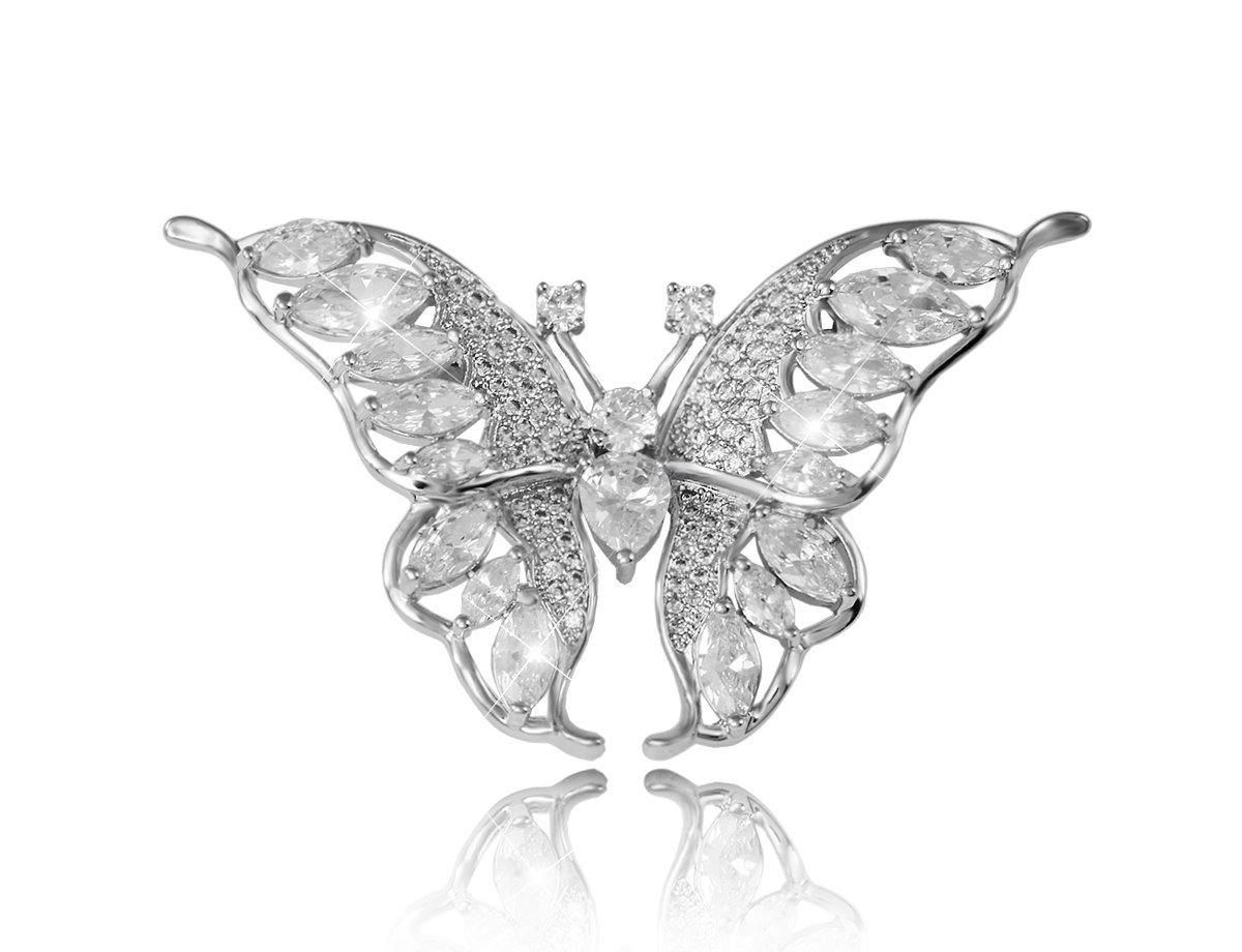 Бабочка Брошь с цирконами -  купить в интернет-магазине Белый Барс - фото
