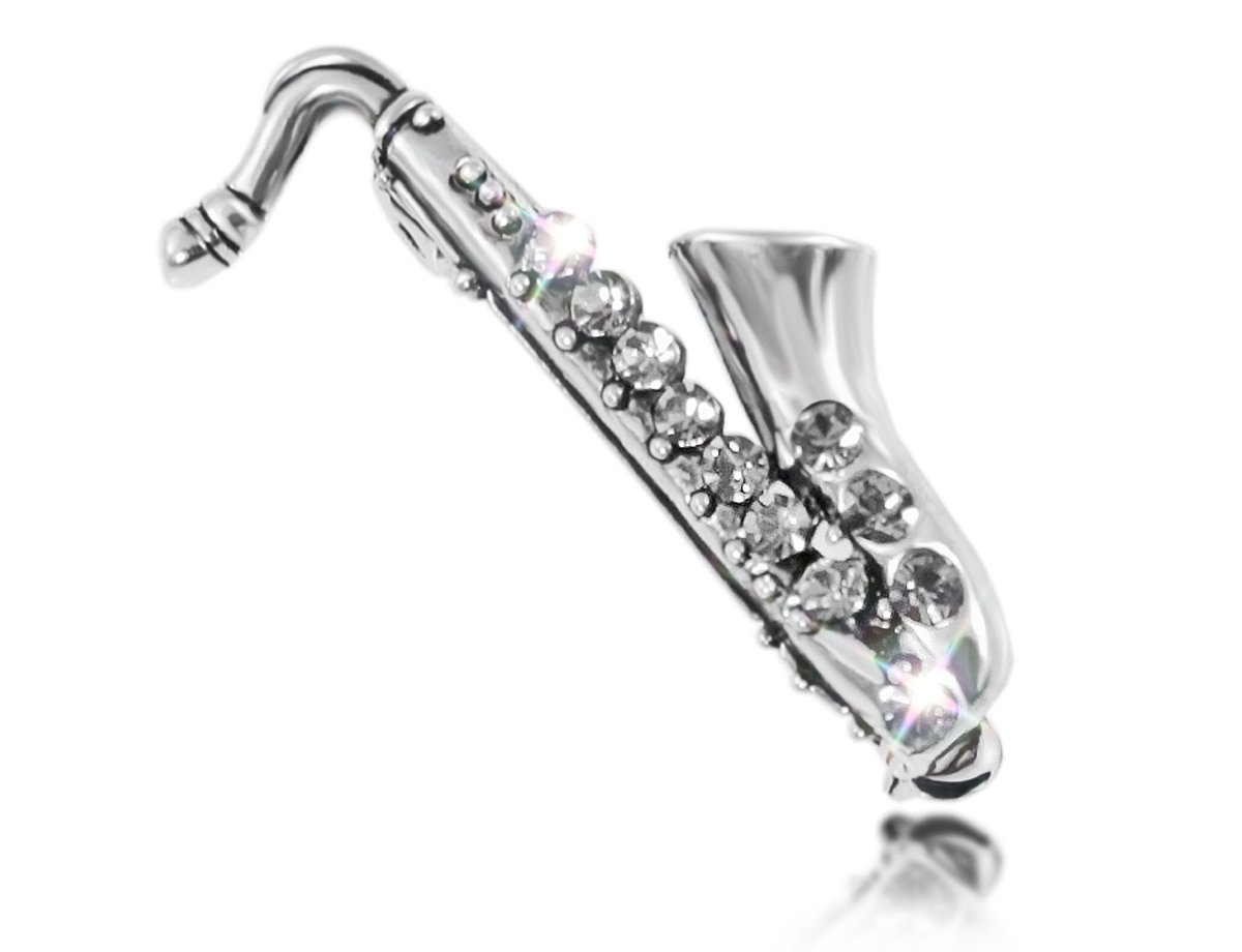 Брошь саксофон серебристый -  купить в интернет-магазине Белый Барс - фото