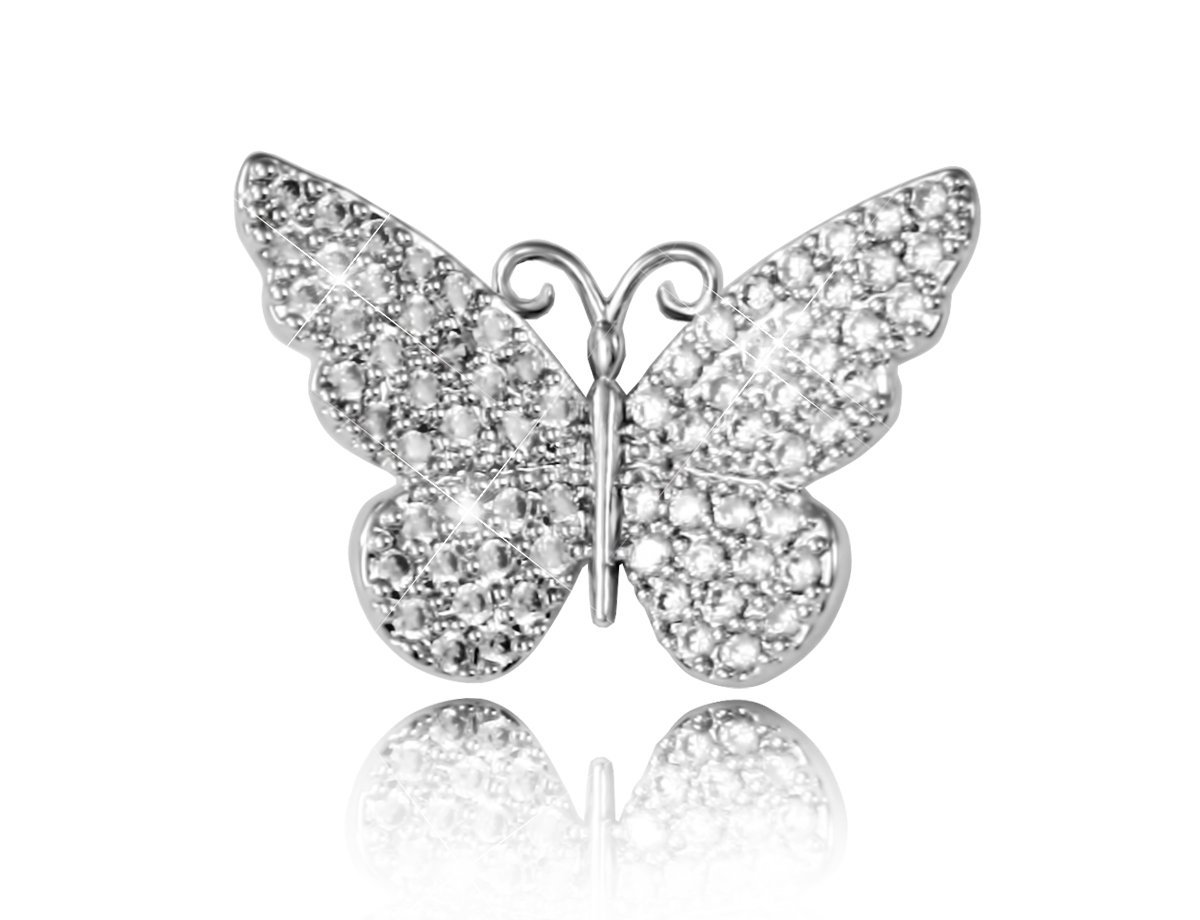 Брошь маленькая бабочка Циркон -  купить в интернет-магазине Белый Барс - фото
