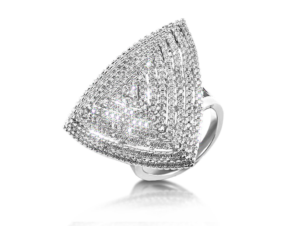 Большое треугольное кольцо Циркон -  купить в интернет-магазине Белый Барс - фото