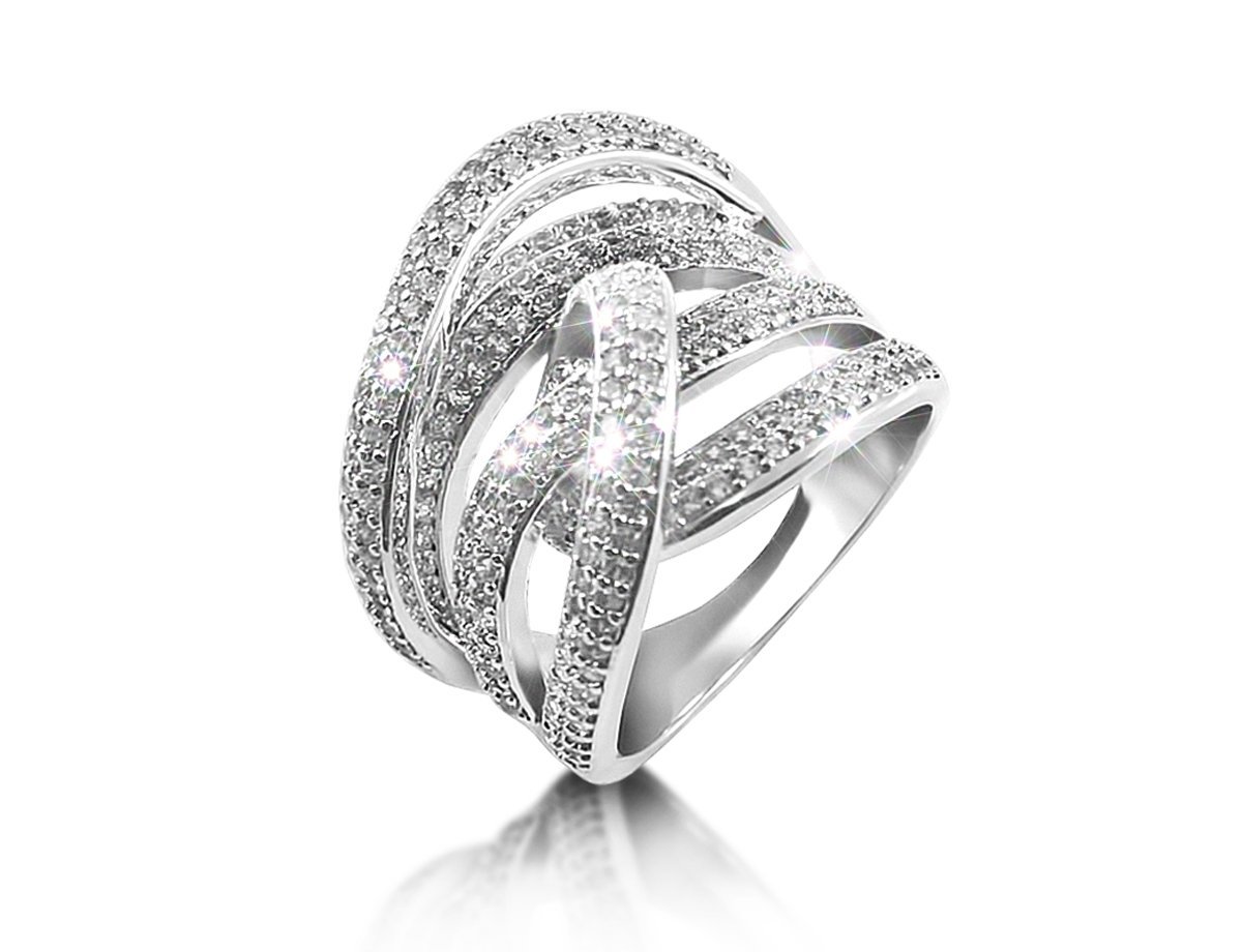 Цирконы кольцо Дорожки -  купить в интернет-магазине Белый Барс - фото