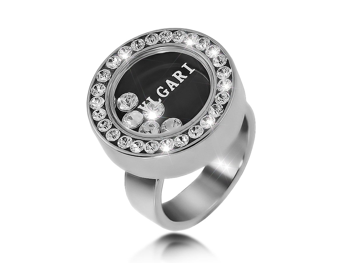 Кольцо с плавающими кристаллами Black  -  купить в интернет-магазине Белый Барс - фото