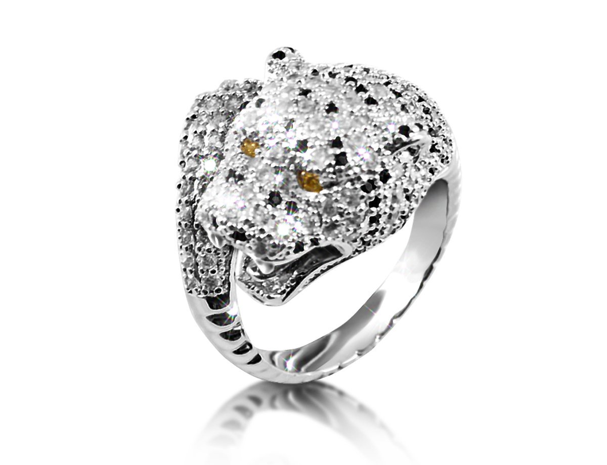 Кольцо с кристаллами Swarovski Пантера -  купить в интернет-магазине Белый Барс - фото