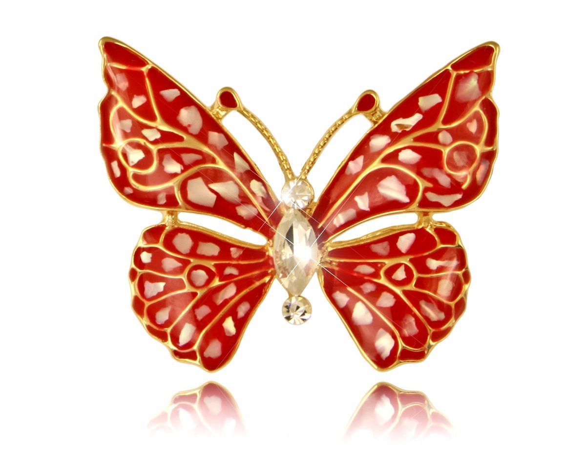 Брошь бабочка красная -  купить в интернет-магазине Белый Барс - фото
