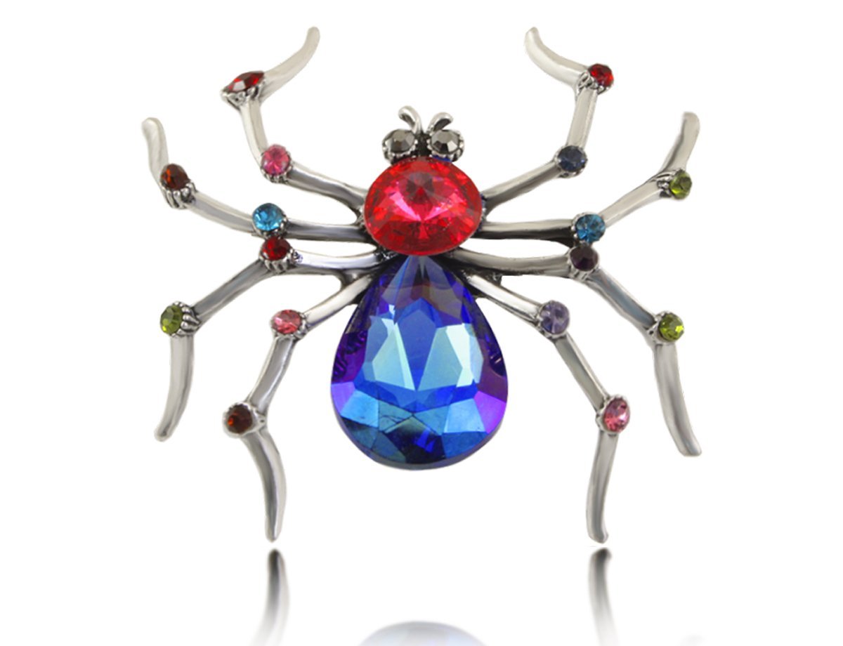 Брошь Паук с цветными кристаллами -  купить в интернет-магазине Белый Барс - фото