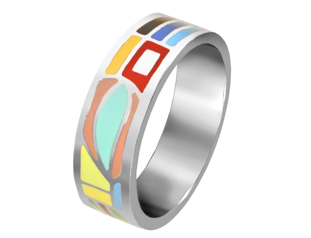 Кольцо узкое Цветная Эмаль -  купить в интернет-магазине Белый Барс - фото