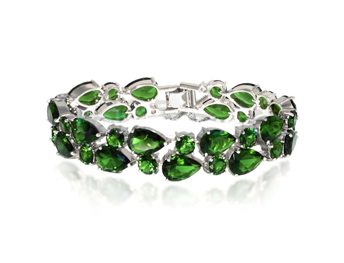 Зеленый браслет с кристаллами -  купить в интернет-магазине Белый Барс - фото