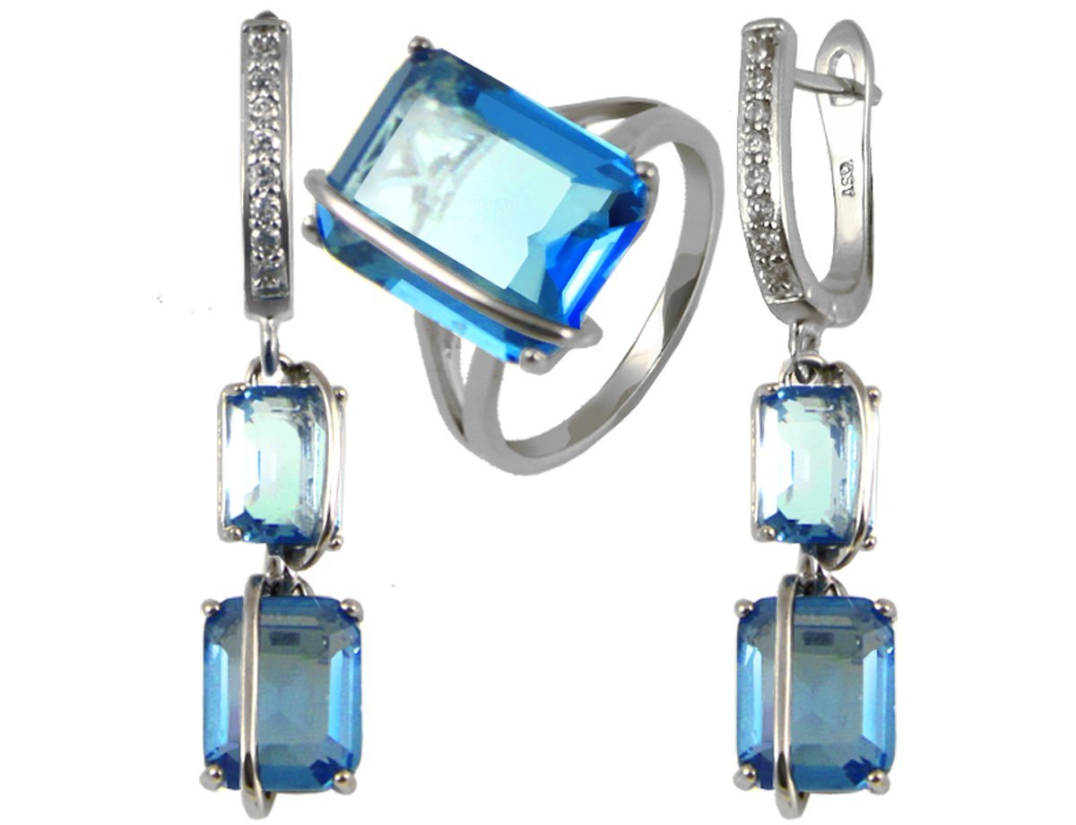 Комплект кольцо и серьги бижутерия Blue -  купить в интернет-магазине Белый Барс - фото