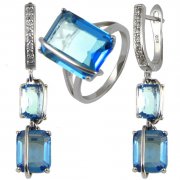 Комплект кольцо и серьги бижутерия Blue