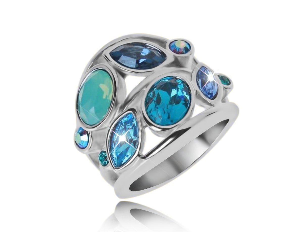 Кольцо с голубыми кристаллами Nulvi -  купить в интернет-магазине Белый Барс - фото