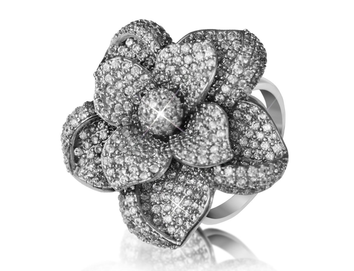 Кольцо Цветок Кристалл -  купить в интернет-магазине Белый Барс - фото