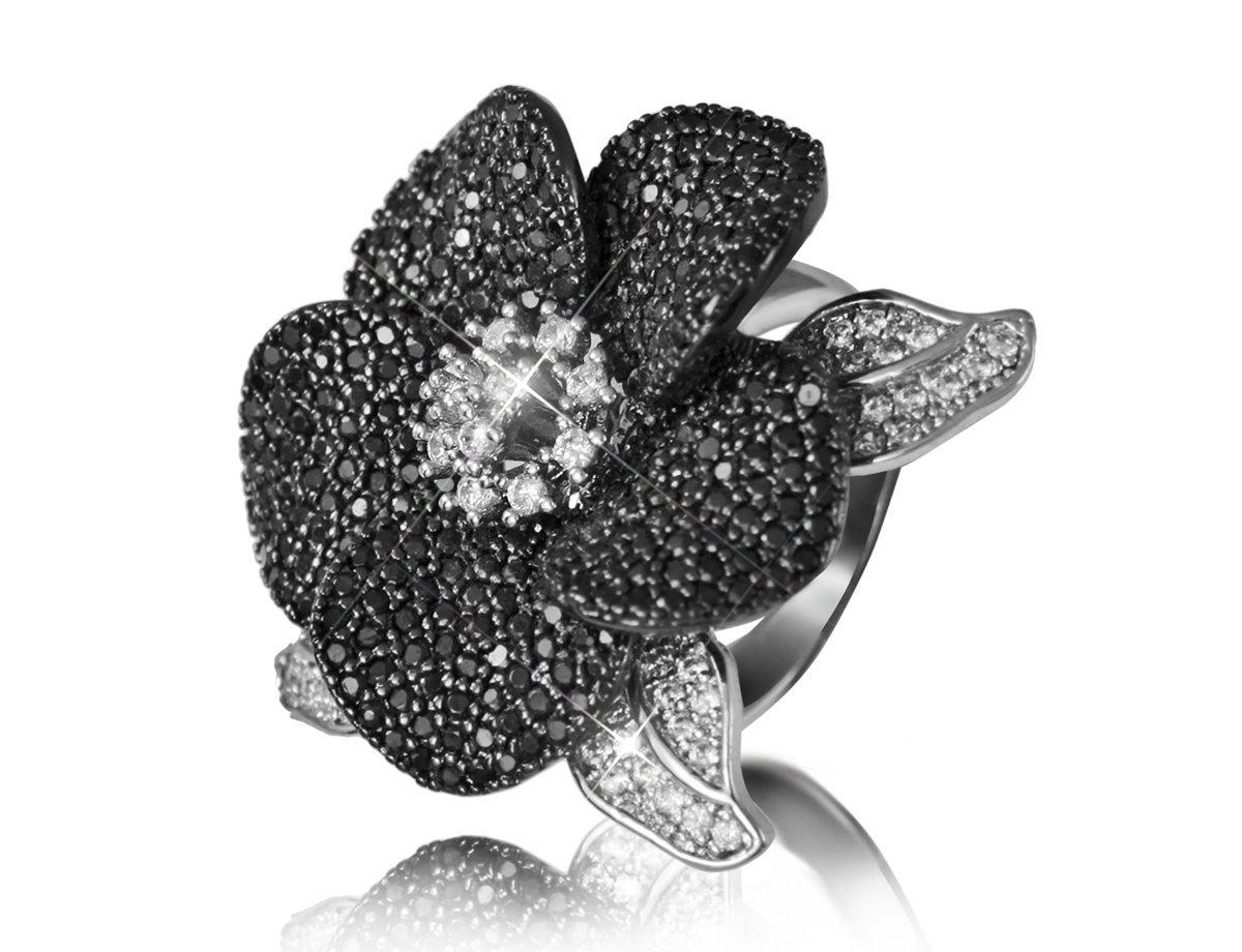 Кольцо Черный Цветок  -  купить в интернет-магазине Белый Барс - фото