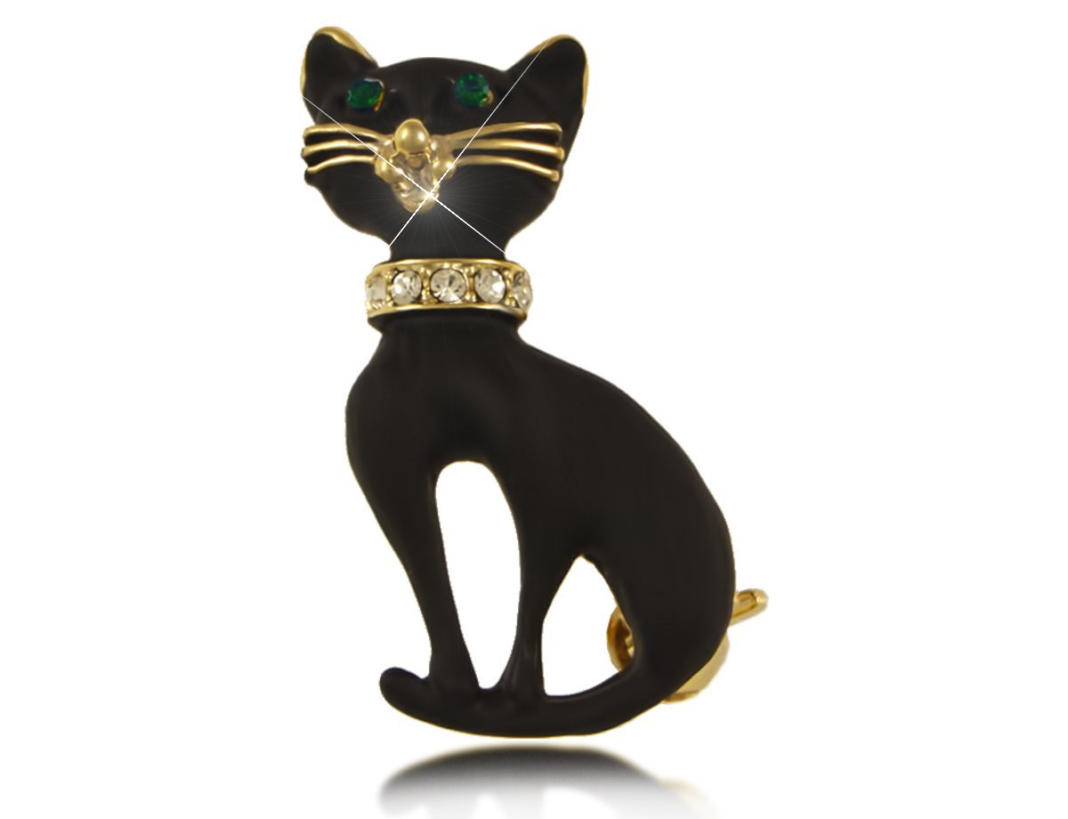 Брошь черная кошка -  купить в интернет-магазине Белый Барс - фото